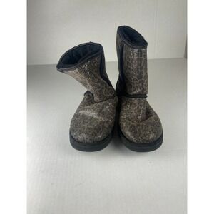 UGG Australia Gold & Black Woven Sparkle Classic Short Boots Size 7